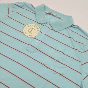 Criquet Performance Players Polo Men's 2XL Blue Striped Golf Active Athleisure
